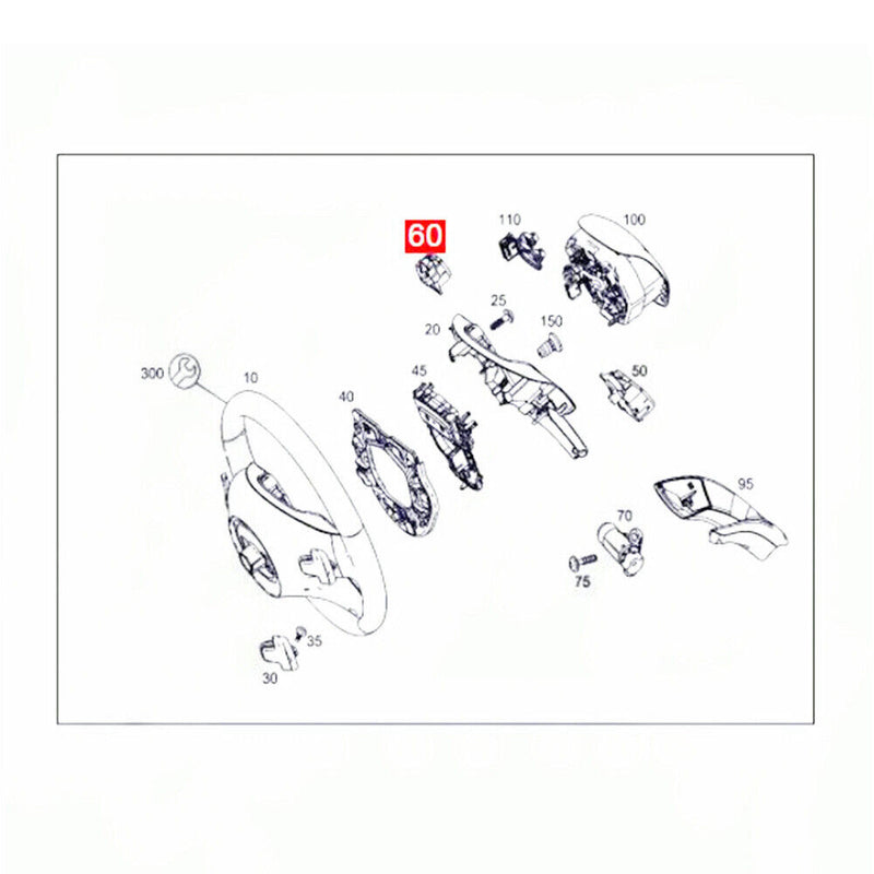 Black&Silver Steering Wheel Right Sync Switch Button for Benz W166 ML 2012-2015