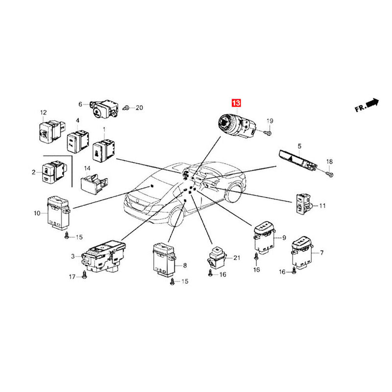 35881-T2A-A01 Engine Ignition Starter Switch Button for Honda 2013-2015 Accord