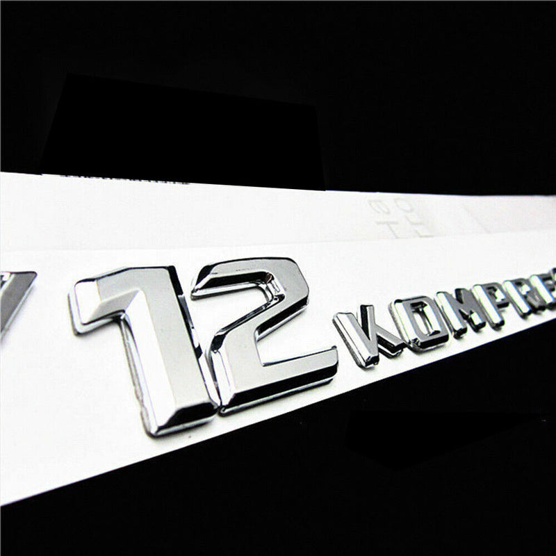 1?¨¢Chrome Side Fender Sticker Emblem Badge V12 KOMPRESSOR For All Mercedes-Benz