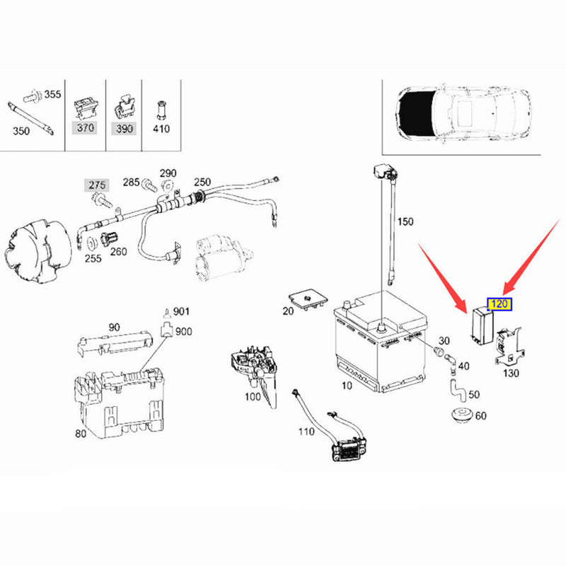 Auxiliary Backup Support Battery for Mercedes-Benz GLA-CLASS (X156) 2014-2018