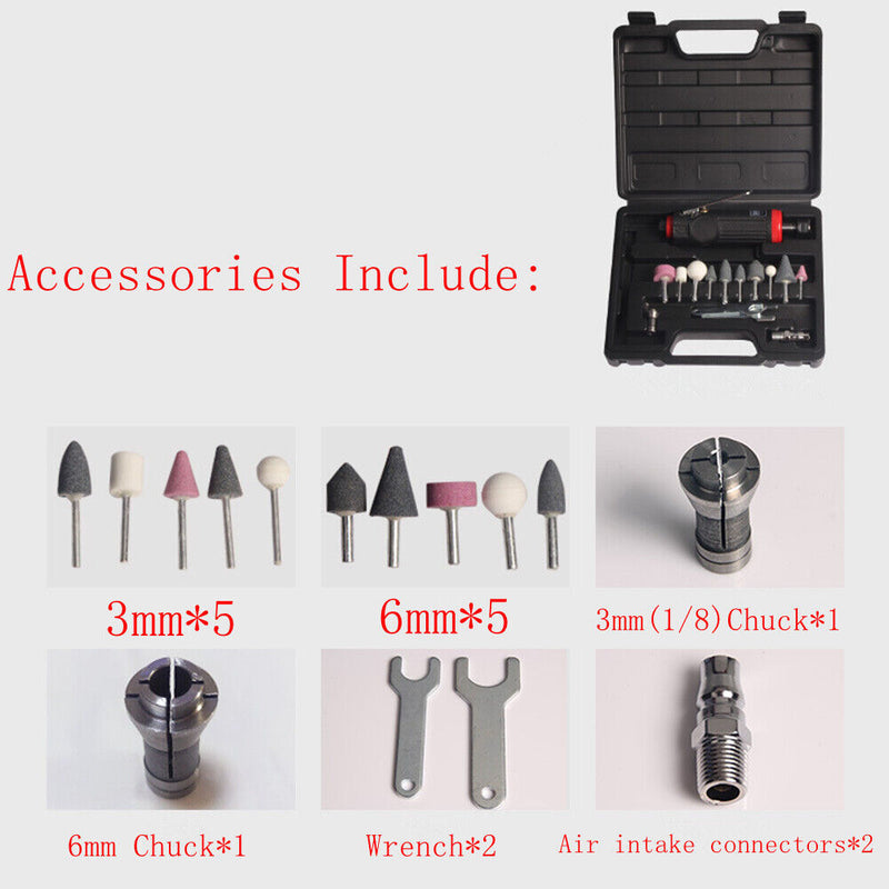 17 Pcs 1/4" Pneumatic Machine Polishing Tire Repair Tool Set Fit Car