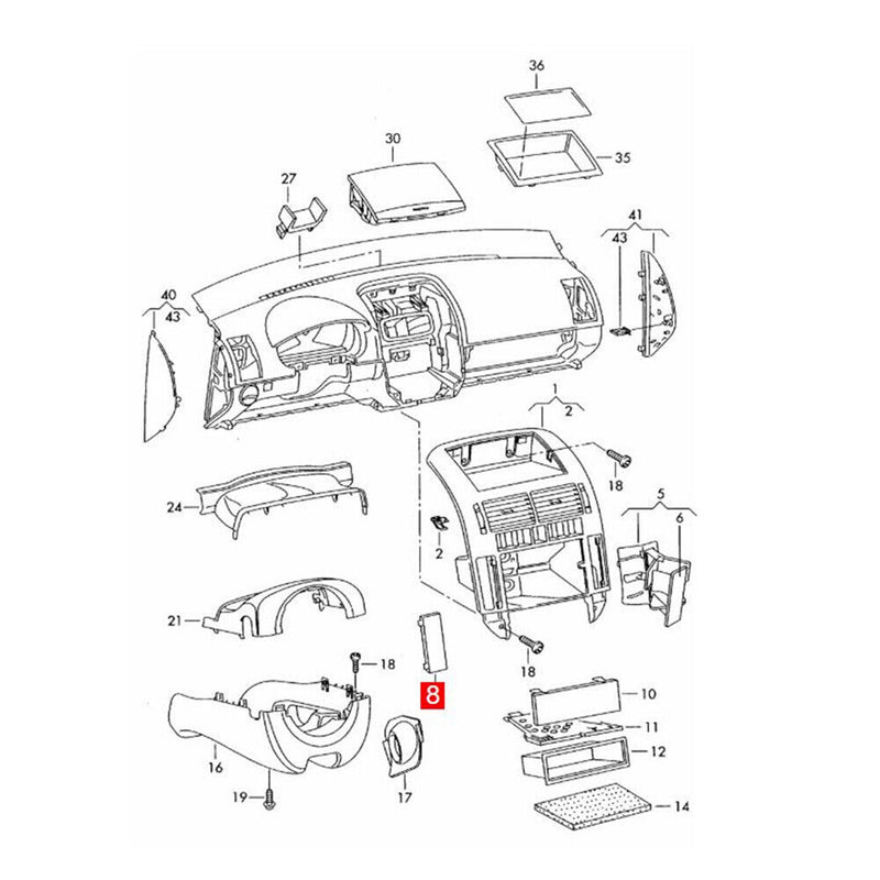 6Q1858373 Black Front Dashboard Card Slot Compartment Box for VW 2002-10 Polo 9N