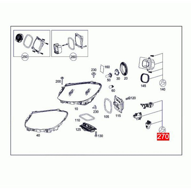 Headlamp Housing Bracket Repair Kit for Mercedes Benz C-Class W205 2015-2017