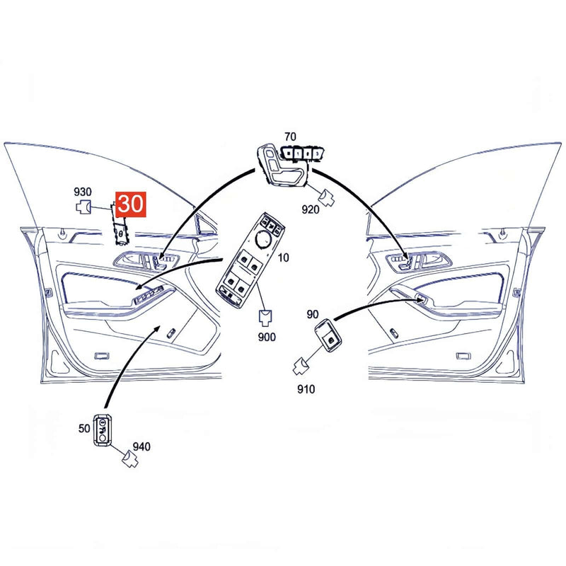 Front Left Door Central Lock Switch for Mercedes-Benz W166 GLE-Class 2015-2019