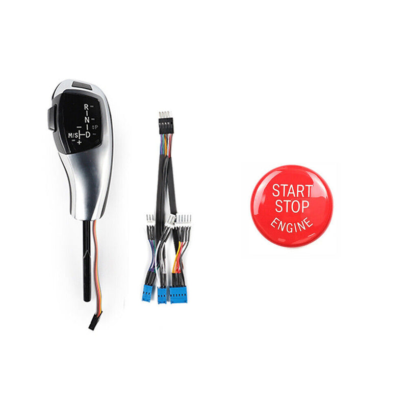Silver LED Shift Knob w/Engine START STOP Cover for BMW 2010-2012 E84 X1 Pre-LCI