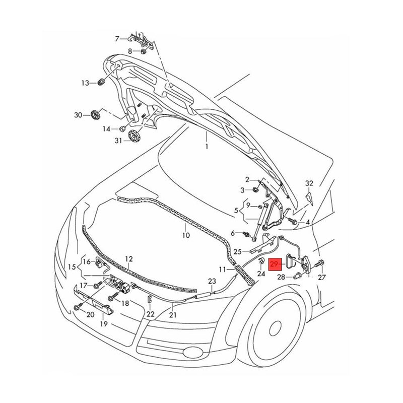 Black Aluminum alloy Bonnet Release Handle for Audi TT MK2 TT 8J TTS 2008-2014