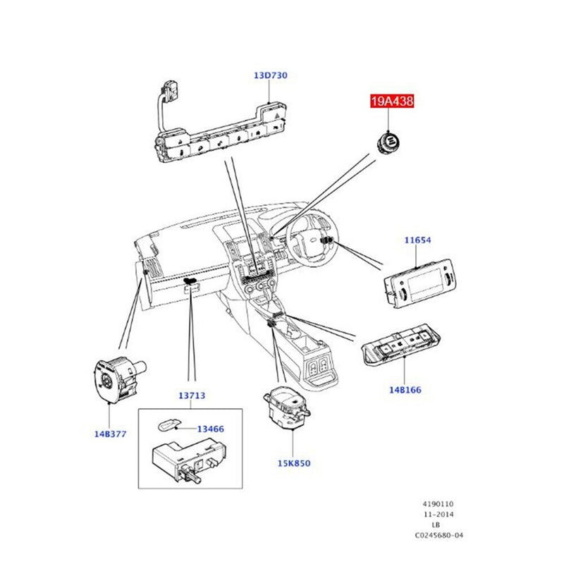 Bouton interrupteur démarrage-arrêt allumage moteur pour Land Rover Freelande...