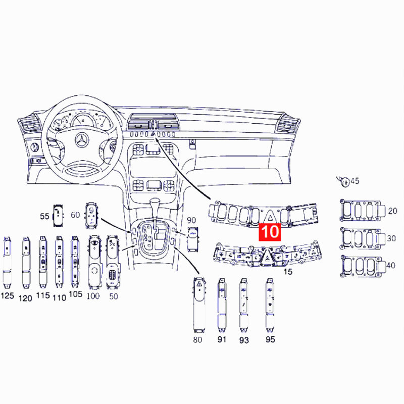 WXZOS Hazard Warning Light Switch Button for Mercedes-Benz W221 S-Class 2006-2013