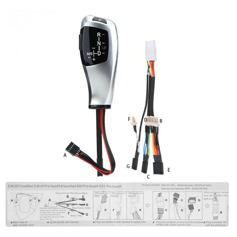 Silver LED Gear Shift Knob for E81 E82 E84 E87 E88 E89 E90 E91 E92 E93