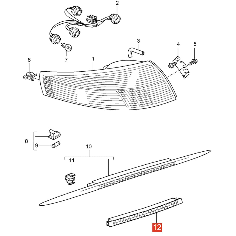 WXZOS Rear High Mount 3rd Third Brake Stop Light for Porsche 911 (997) 2005-2012