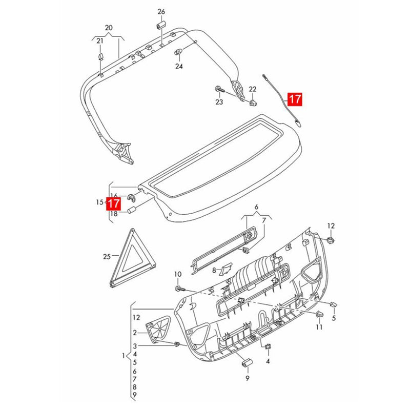 Sale Right Rear Back Parcel Shelf String for Audi A3 Sportback S3 RS3 2014-2019