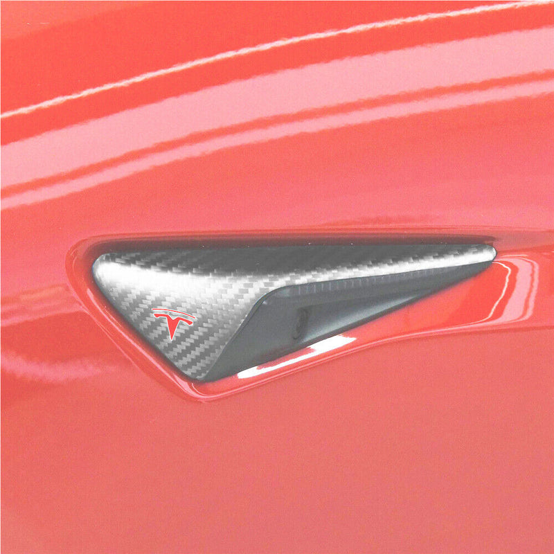 Genuine Carbon Fiber Side Fender Marker Camera Cover for Tesla Model 3 2018-2020