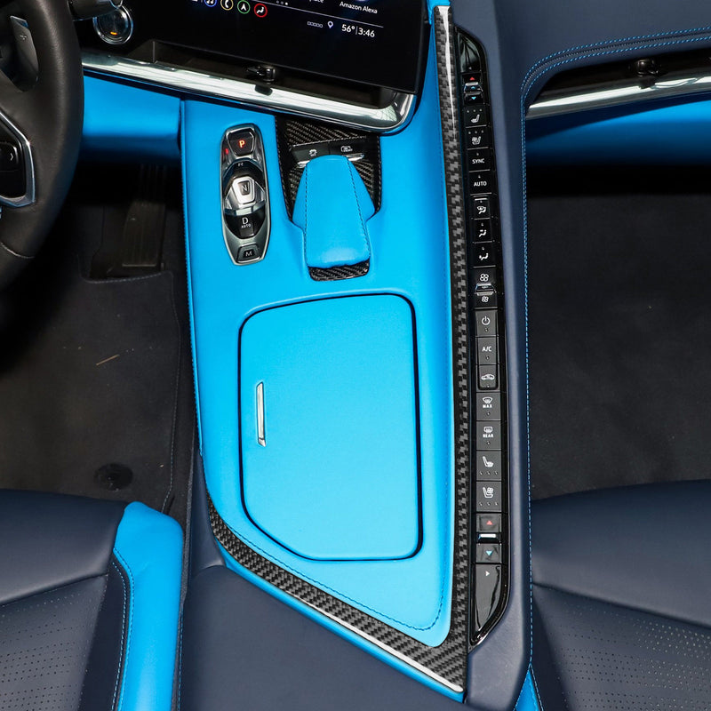 WXZOS Carbon Fiber Center Console Climate Bezel Trim for Chevrolet Corvette C8 2020-24