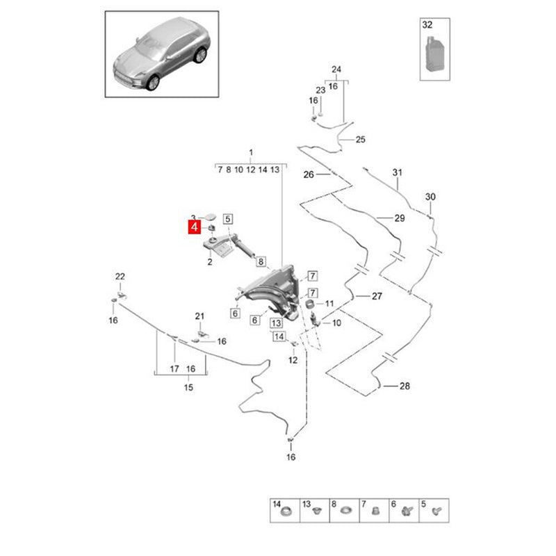 WXZOS Front Wash Fluid Strainer for Porsche Macan (95B) 2014-2022