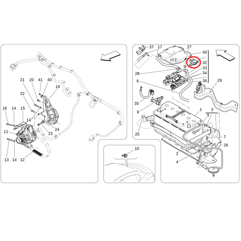 WXZOS Battery Pyrosfuse Overload Relay w/Cable for Maserati Ghibli (M157) 2014-2019