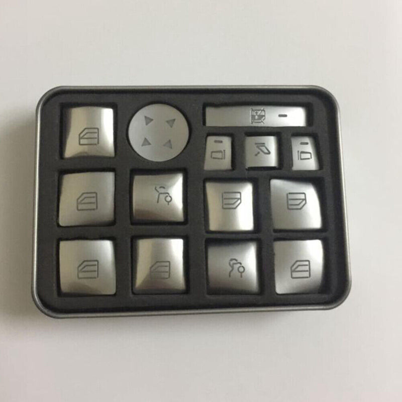 Car Window Mirror Button Cover Trim 14Pcs For Mercedes-Benz A B C E ML GL 2015+