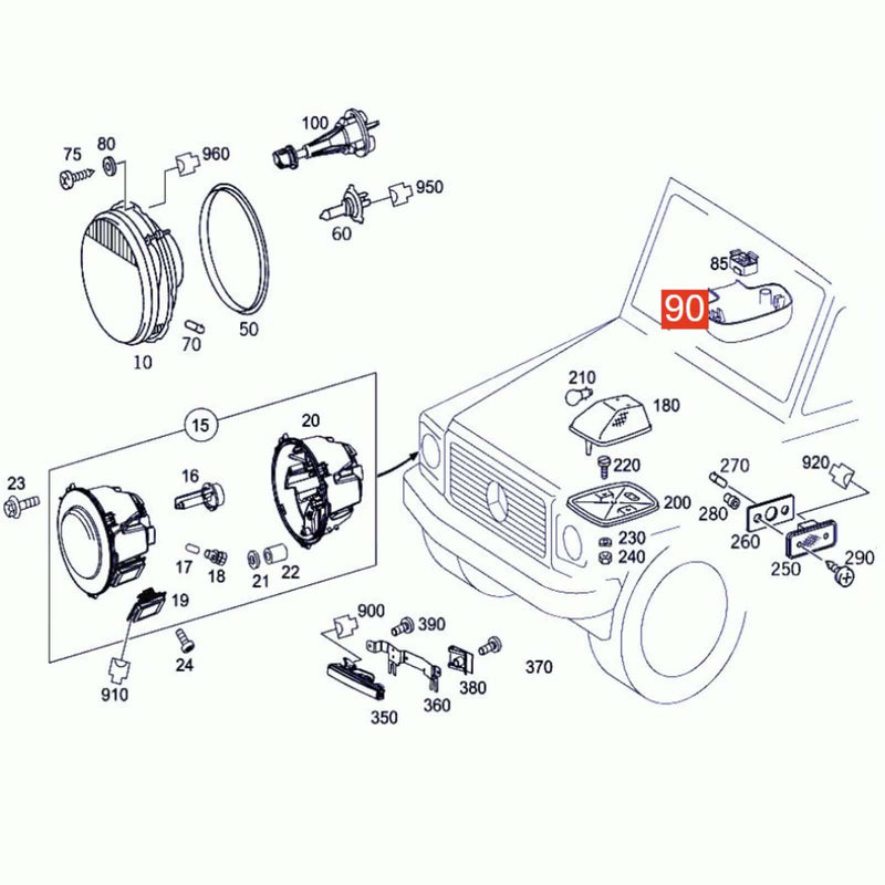 Black Rain Sensor Housing Cover for Mercedes-Benz W463 G-Class 2004-2018