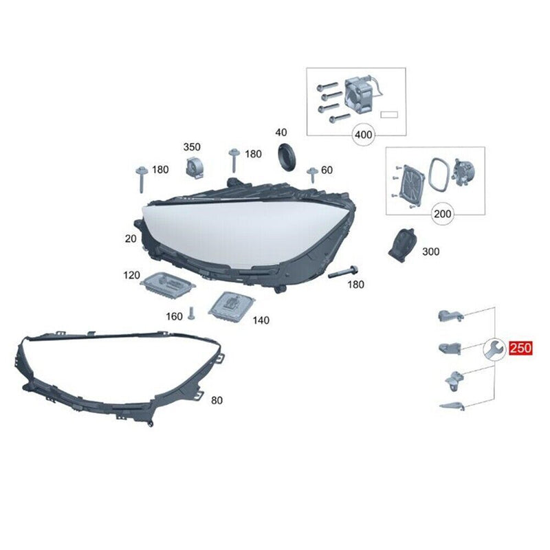 Right Headlight Housing Bracket Kit for Mercedes-Benz S-CLASS W223 2021-2023