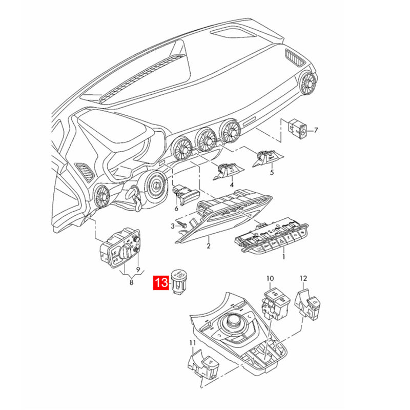 WXZOS Engine Ignition Start-Stop Push Switch Red Button for Audi TT TTS 2015-2024 LHD