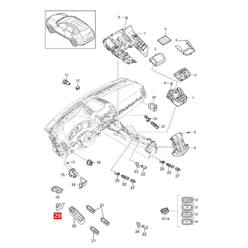 WXZOS Front Right Door Lock/Unlock Button Switch for Porsche Cayenne (92A) 2011-2016