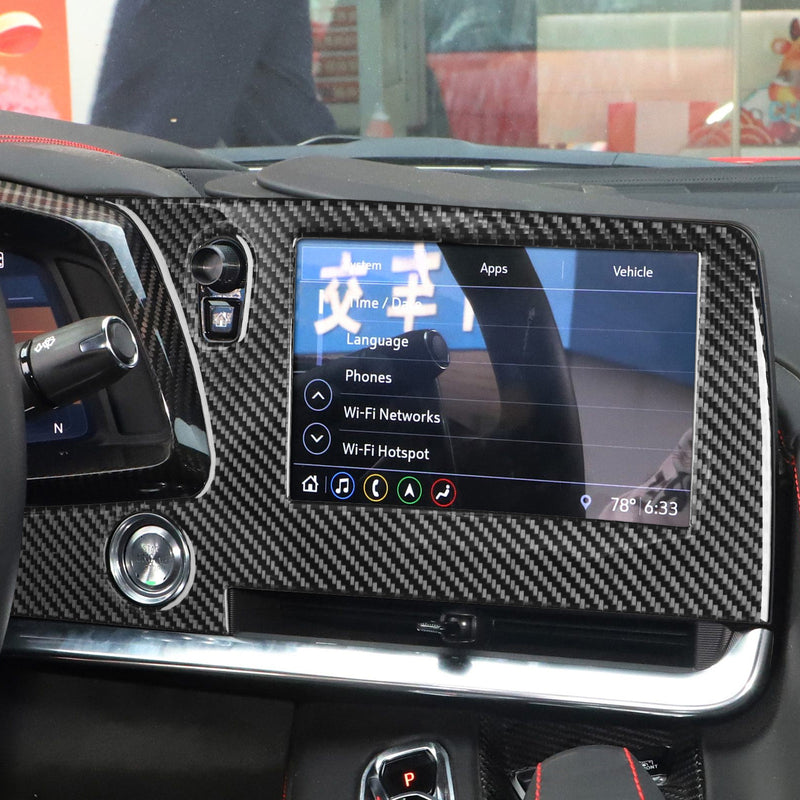WXZOS Genuine Carbon Fiber Infotainment Display Trim for Chevrolet Corvette C8 2020-24