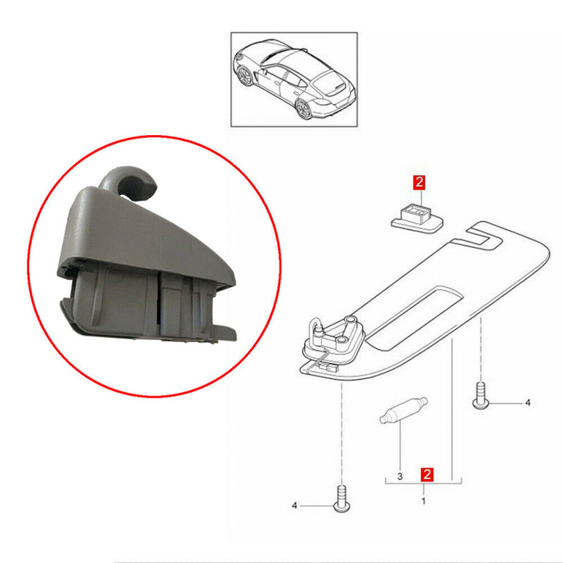 Gray Sun Visor Gray Clip Hook Retainer for Porsche Panamera 2010-2016