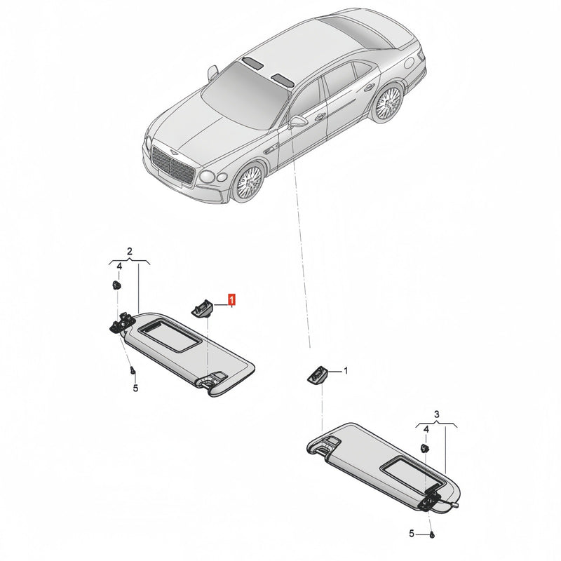 Front Sun Visor Clip Hook Retainer for Bentley Flying Spur 2021-2026