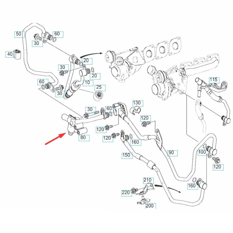 Linea refrigerante turbocompressore motore M278 per Benz GL500 GL550 GL63AMG ...
