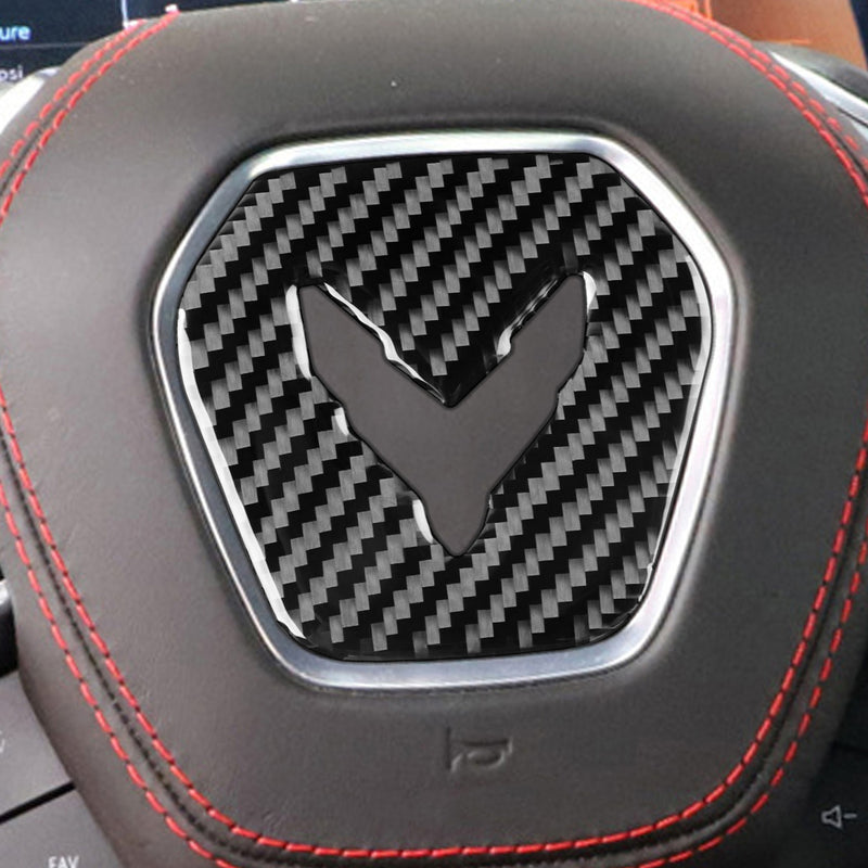 WXZOS Genuine Carbon Fiber Steering Wheel Trim for Chevrolet Corvette C8 2020-2024