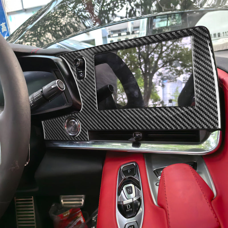 WXZOS Genuine Carbon Fiber Infotainment Display Trim for Chevrolet Corvette C8 2020-24