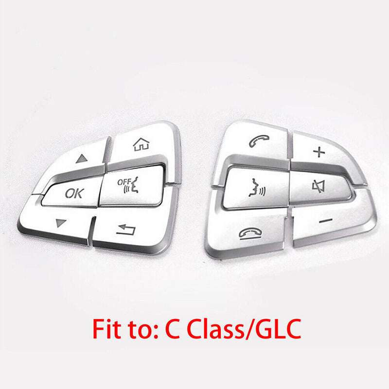 Silver Steering Wheel Button Cover Trim for MercedesBenz 2015+ C Class GLC