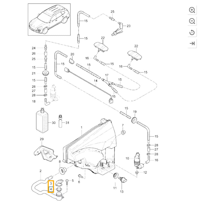 WXZOS 1PC Wiper Water Kettle Cover w/Filter Repair Kit for Porsche Cayenne 2006-2014