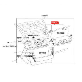 AC Climate Control Switch Button Knob 55905-06220 for Toyota 2005-2006 Camry