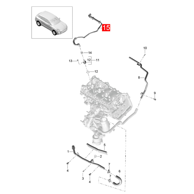 WXZOS Engine Coolant Pipe Vent Hose for Porsche Macan (95B) 2.0T 2016-2023