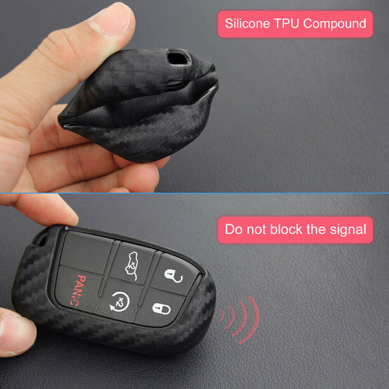 Carbon Fiber Key Fob Cover For Jeep Grand Cherokee Compass Renegade Dodge Durang