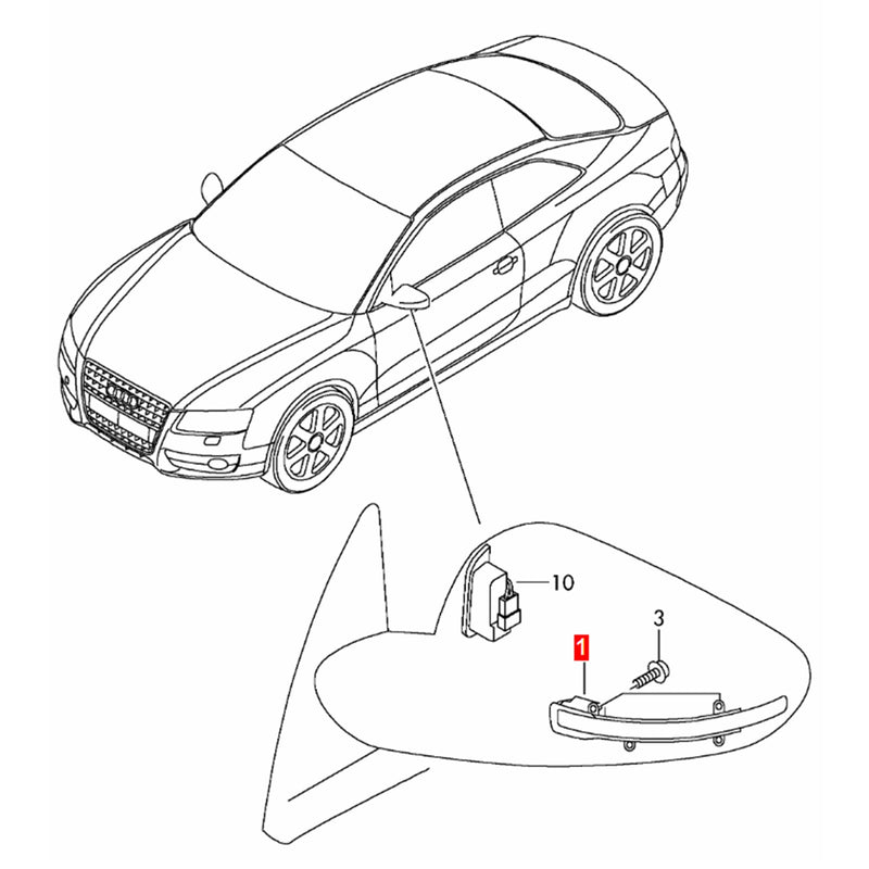 WXZOS Right Wing Mirror Turn Signal Light for Audi A6 C6 A6 Quattro S6 2009-2011