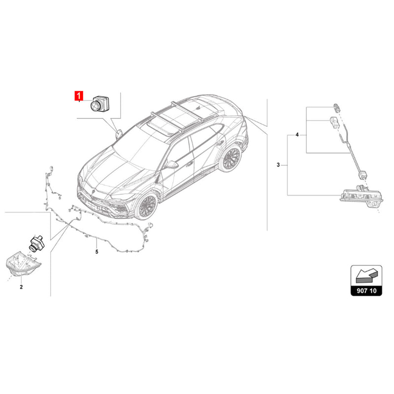 WXZOS Front Side Wing Mirror 360° Surround View Camera for Lamborghini Urus 2018-2023