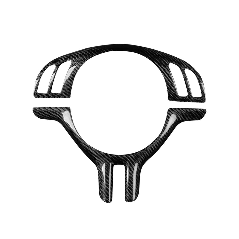 WXZOS 1PC Genuine Dry Carbon Fiber Steering Wheel Trim for BMW E39 5Series 1999-2003