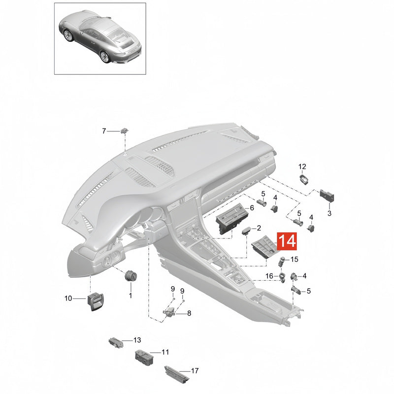 WXZOS Center Console Sports Exhaust Button for Porsche 718 Boxster (982) 2017-2023