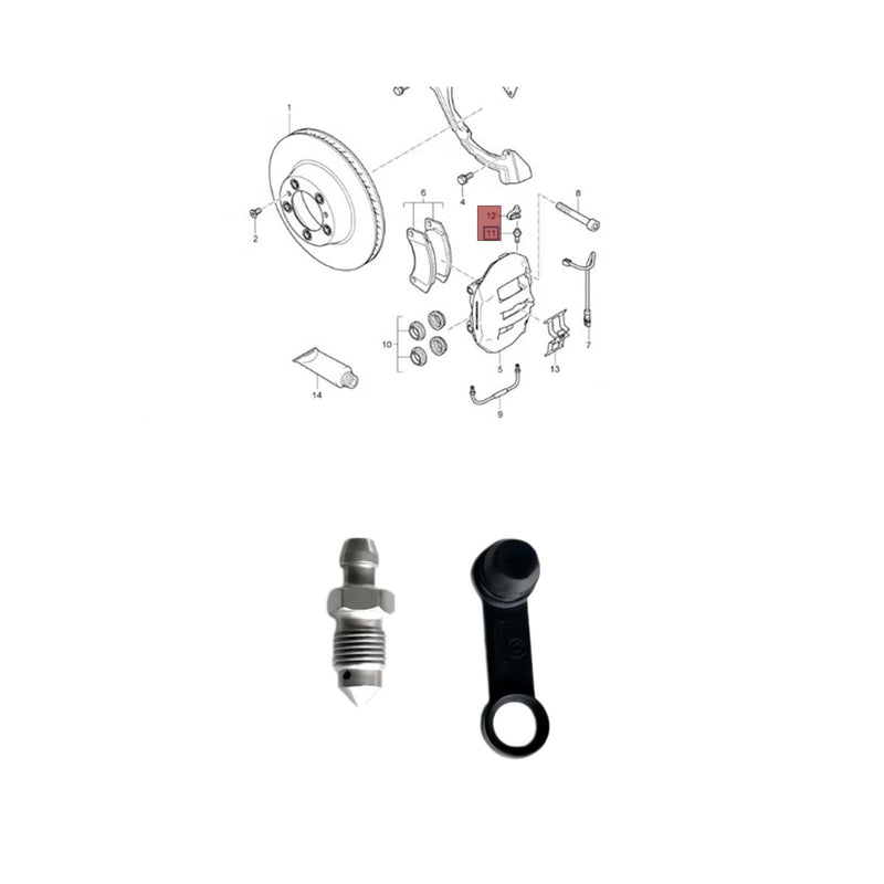 WXZOS Bleed Valve Brake Caliper Bleeder Screw w/Boot for Porsche 987 Boxster 2005-2012