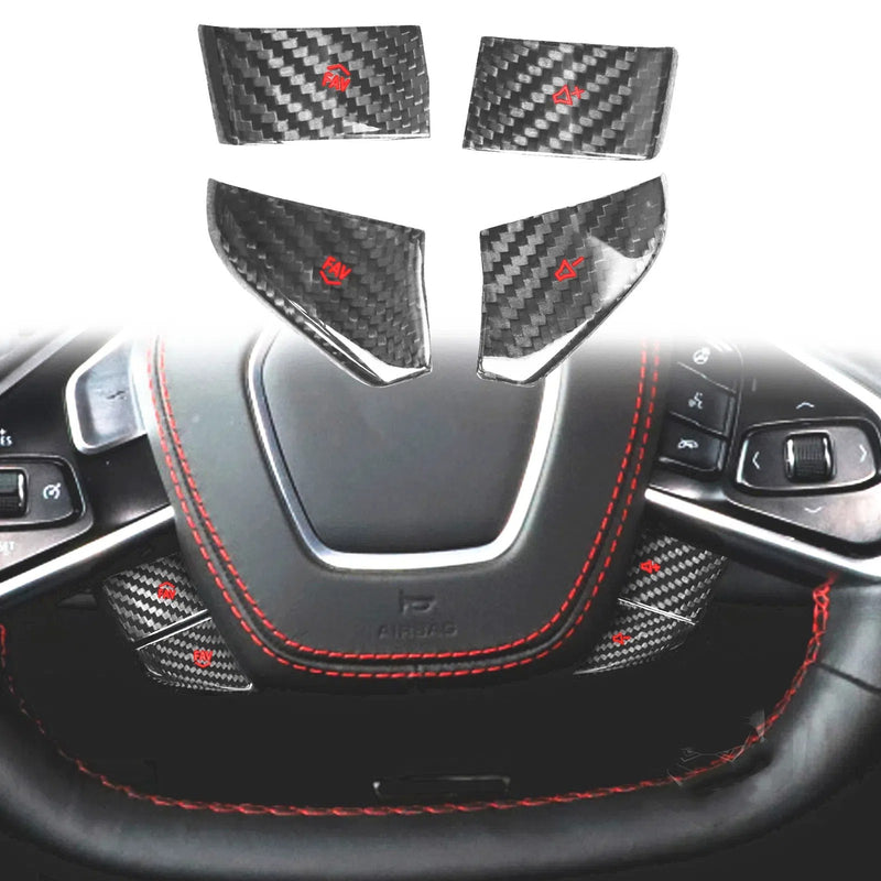 WXZOS Carbon Steering Wheel Drive Mode Button Trim for Chevrolet Corvette C8 2020-2024