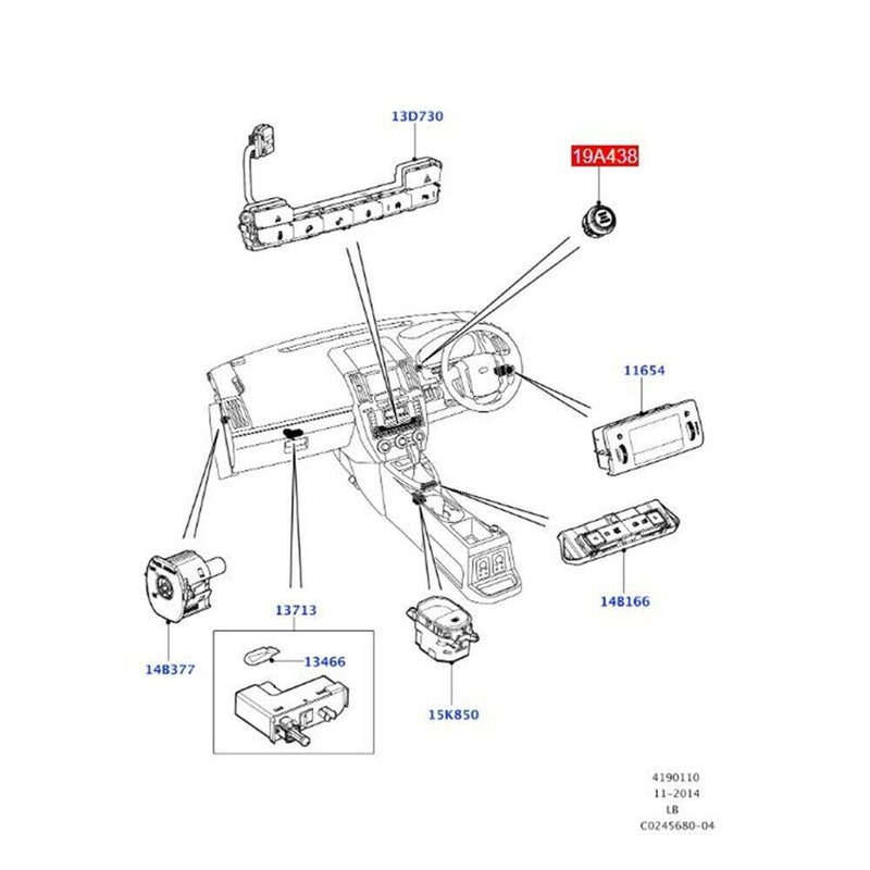 Engine Ignition Start-Stop Switch Button for Land Rover Freelander2 2013-2015
