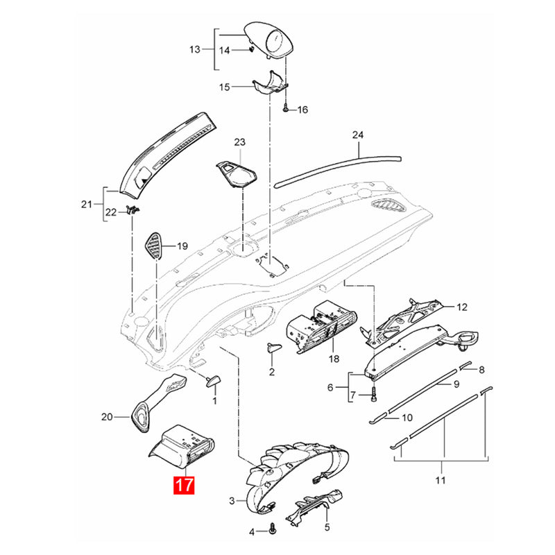 WXZOS Front Dashboard Air Vent Frame Panel Replacement for Porsche 911 (997) 2005-2011