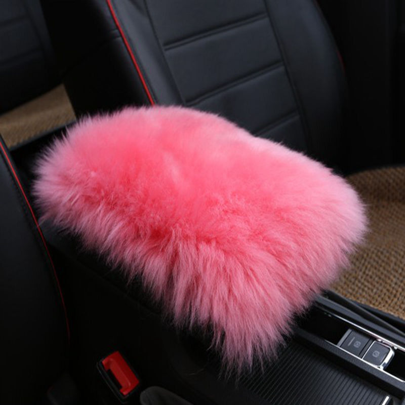 Car Armrest Console Seat Comfortable Cover Pad Cushion Pillow Mat Real Sheepskin