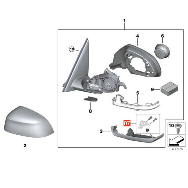 WXZOS Exterior Wing Mirror Camera Mount Bracket for BMW X4 G02 X4M F98 2019-2023
