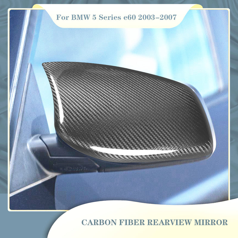WXZOS Genuine Carbon Fiber Wing Mirror Trim for BMW 5series E60 4Door Sedan 2003-2007