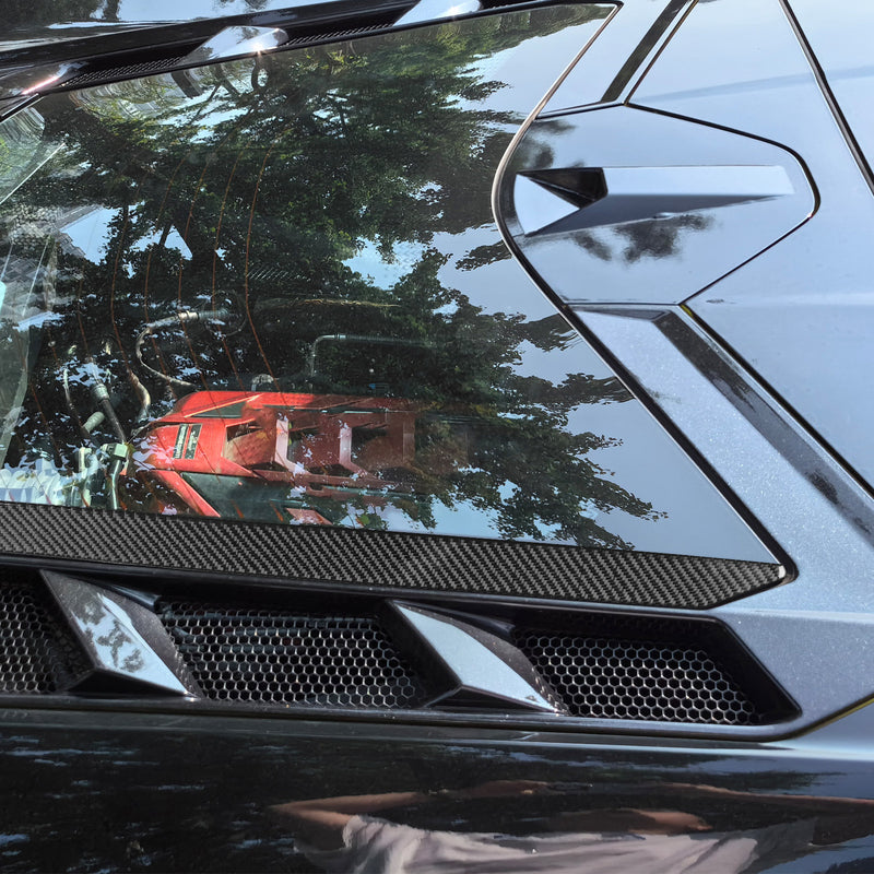 WXZOS Genuine Carbon Fiber Rear Windshield Trim for Chevrolet Corvette C8 2020-2024