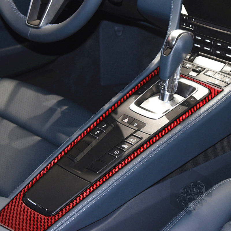 WXZOS Genuine Carbon Fiber Gear Shifter Panel Trim for Porsche 718 Boxster 2017-2025