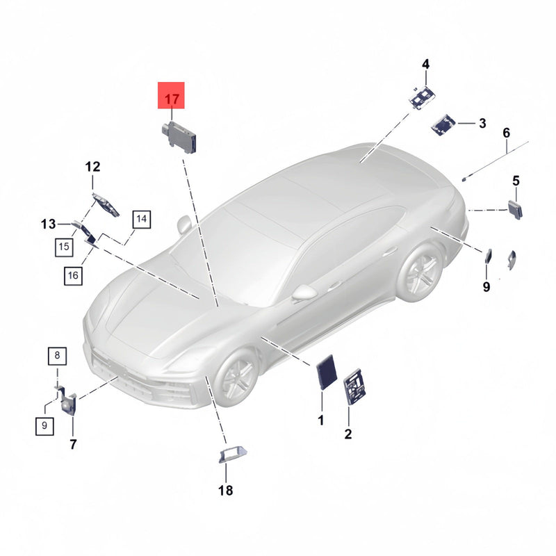 WXZOS Control Unit Lane Change Assist Radar Sensor for Porsche Panamera 976 2024-2026