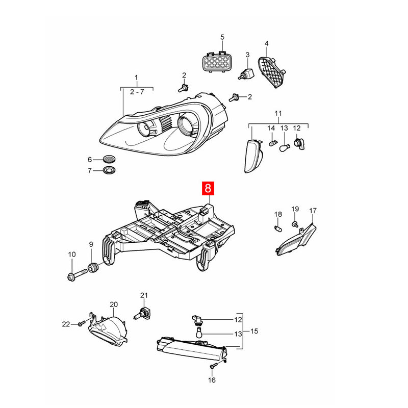 WXZOS 1PC Right Headlight Mounting Plate Bracket Main Beam for Porsche Cayenne 2008-10